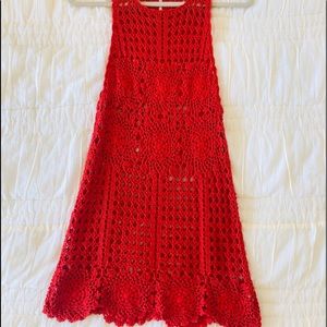 free people red crochet dress